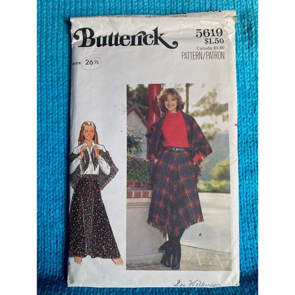 Butterick 5619 skirt midi shawl pattern sz 26 - Picture 1 of 6